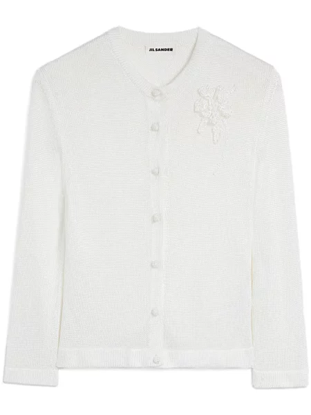 Cardigan Jil Sander cu broderie alb