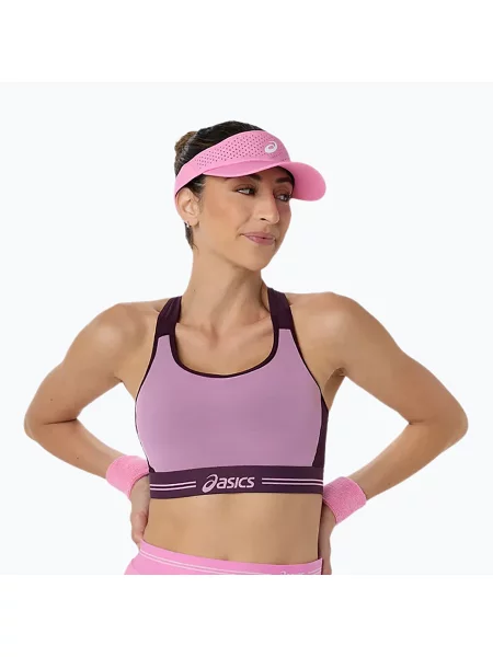 Спортен сутиен ASICS Game Compression Bra Dark Aubergine/Bubblegum розово