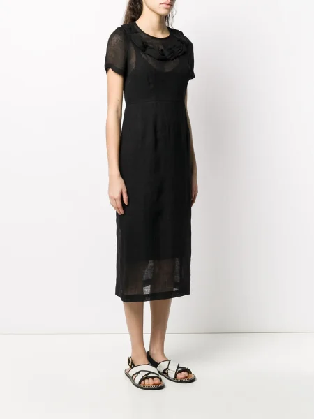 Průsvitné oblekové šaty Comme Des Garçons Pre-owned s volány černé
