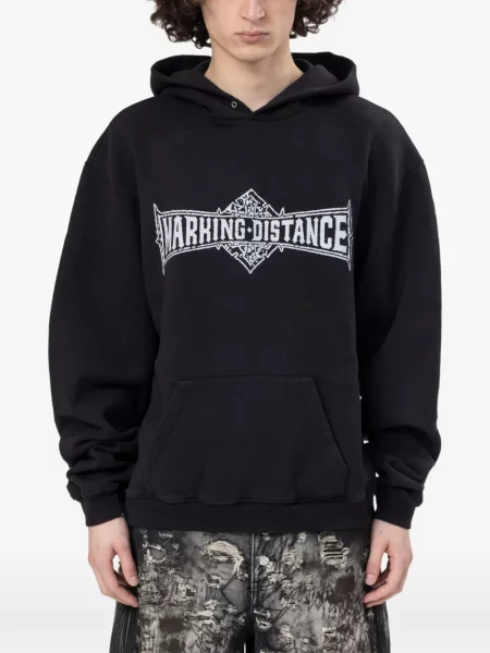 Hanorac cu glugă Marking Distance cu imagine negru