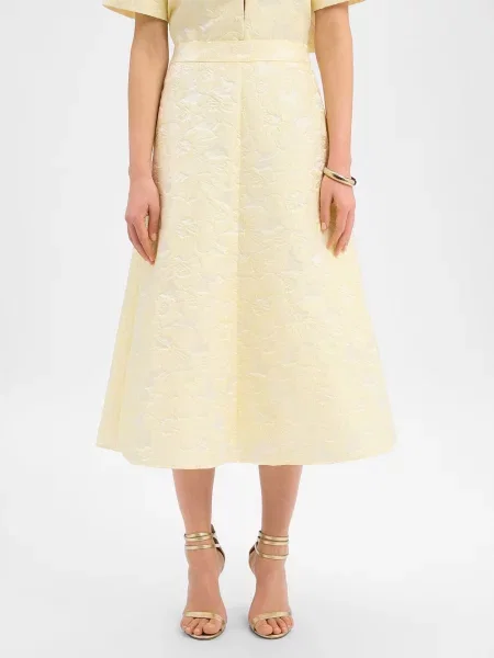 Marie Lund spódnica midi Kobiety wypukły wzór tkaniny 34 żółty