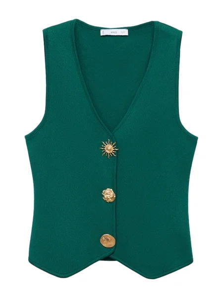 MANGO Vestă tricotată ANTONIA stuf verde