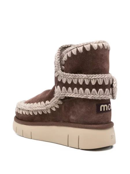 Botine Mou cu cataramă cu bretele maro