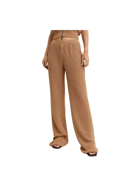 Dzianinowe spodnie Aya Muse brązowe