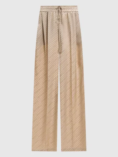 Шелковые брюки Jacob Lee с принтом бежевые