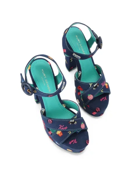 Сандали Kurt Geiger London бродирани на платформе синьо