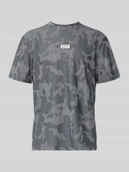 T-shirt z okrągłym dekoltem i detalem z logo Ea7 Emporio Armani czarna
