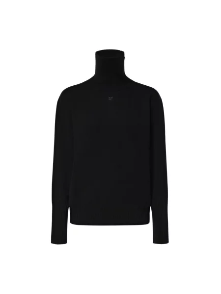 Lniany sweter z golfem Courreges czarny