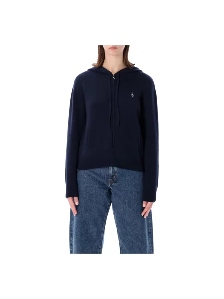 Bluza z kapturem Sporty And Rich wełniana niebieska