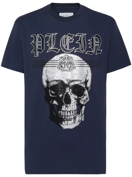 Tricou Philipp Plein cu imagine albastru