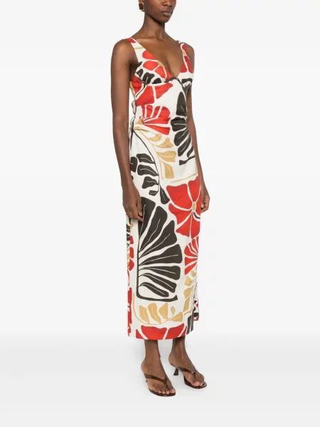Rochie maxi Sir cu model floral cu imagine de costum alb