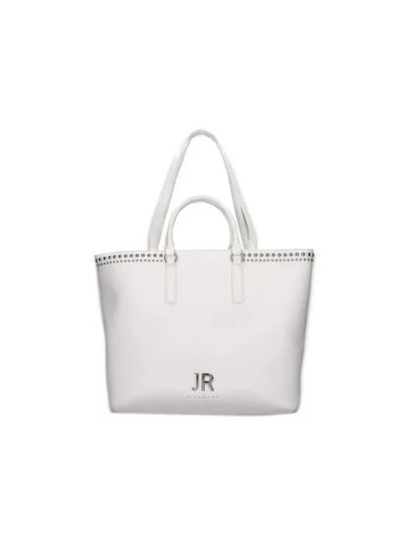 Shopperka John Richmond skórzana z logo biała
