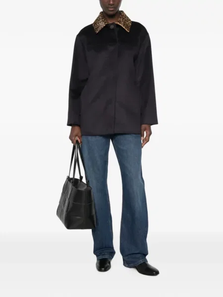 Gulerat geacă Max Mara cu imagine cu model leopard albastru