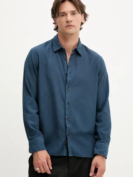 Rag & Bone cămașă bleumarin cu guler clasic regular