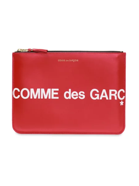 Portfel Comme Des Garcons skórzany z logo czerwony