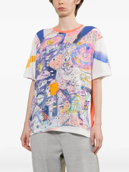 Scurt tricou Tsumori Chisato cu imagine alb