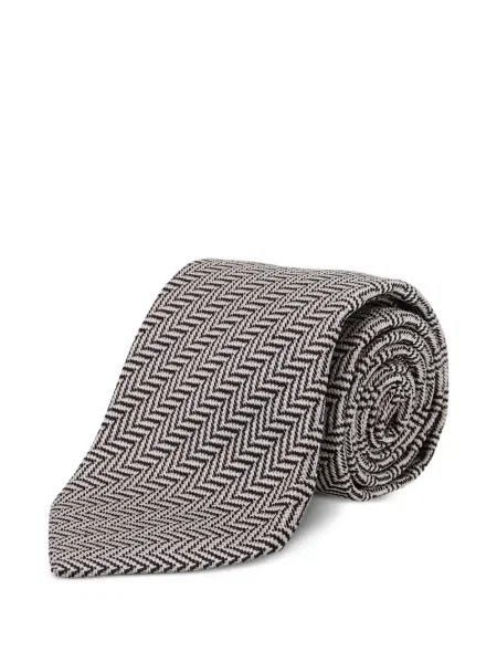 Cravată Tom Ford de mătase cu model herringbone argintiu