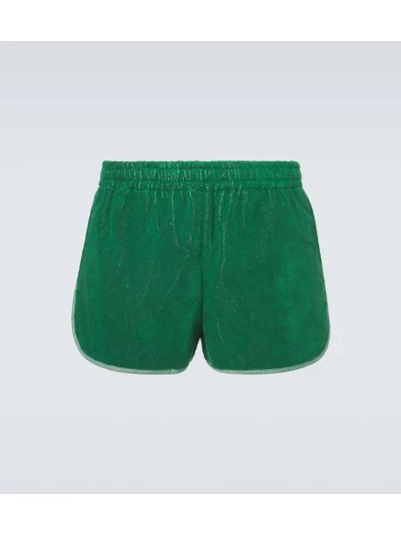 Pantaloni scurți Versace din material terry cu autograf verde