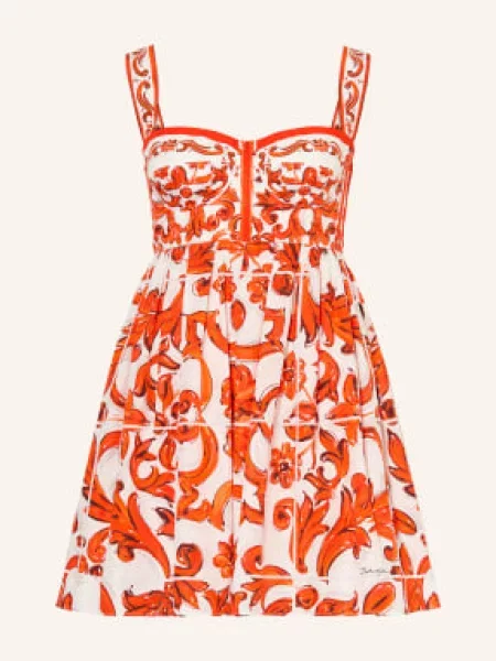 Dolce & Gabbana Koktejlové Šaty oranžová bílá