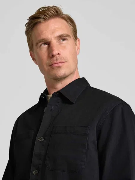 Kurtka koszulowa o kroju regular fit z czystej bawełny model ‘TRAVIS’ Selected Homme czarna
