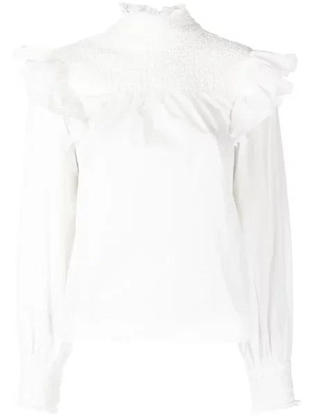 Bluzka Cinq A Sept z falbankami biała