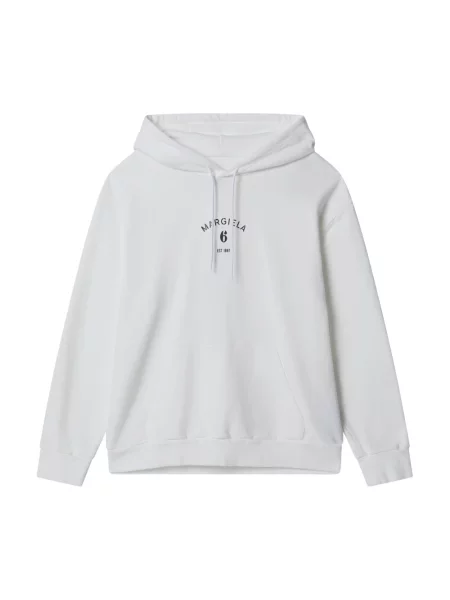 Bluza z kapturem Mm6 Maison Margiela z kapturem z nadrukiem biała