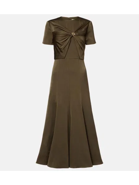 Rochie midi Roland Mouret din satin până la genunchi de costum verde