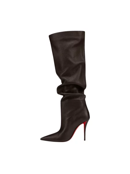 Botki Christian Louboutin skórzane brązowe