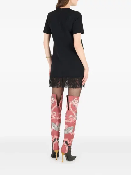 Rochie mini Roberto Cavalli din dantelă de costum negru