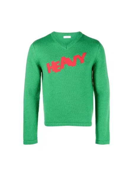 Dzianinowy sweter Erl z logo zielony