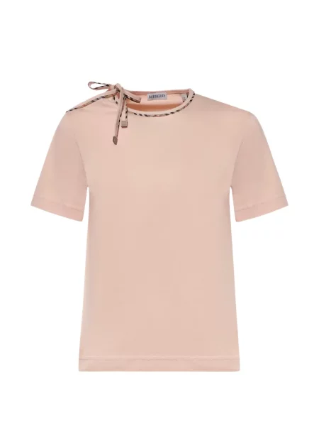 Tricou Burberry în carouri cu legături roz