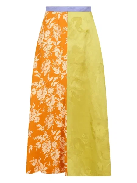 Fustă midi Rosie Assoulin cu model floral din jacard până la genunchi portocaliu