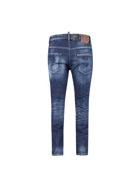 Jeansy Dsquared2 skórzane wiązane czarne
