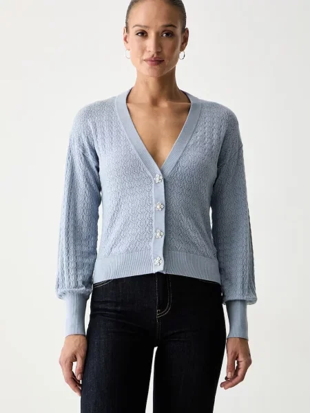 Guess cardigan pentru femei cu vâscoză NINA albastru