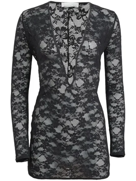 Rochie mini Fleur Du Mal din dantelă de costum negru