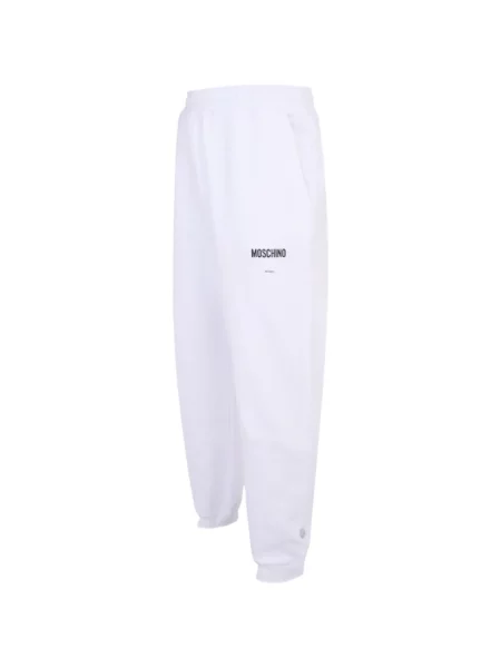 Pantaloni Moschino alergare cu autograf alb