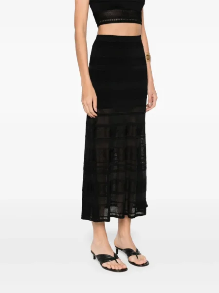 Fustă midi Sandro tricotate până la genunchi negru