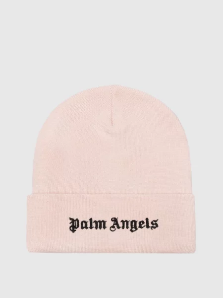 Шапка з вовни з вишивкою Palm Angels рожева