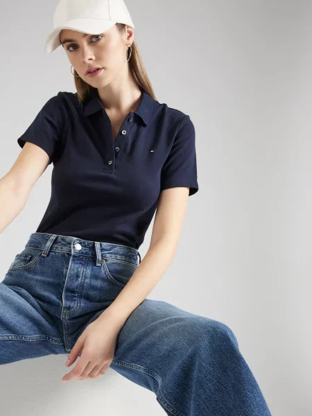 TOMMY HILFIGER Tricou bleumarin / roșu alb