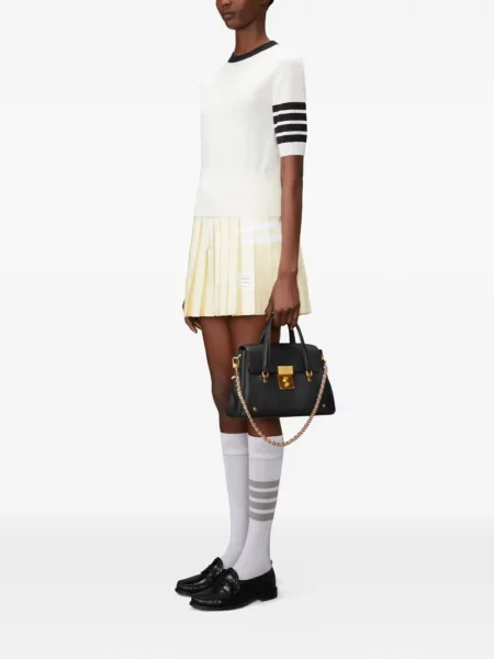 Geantă shopper Thom Browne din piele negru