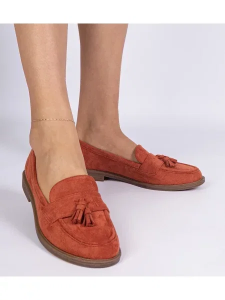 Pantofi loafer D/ceo cu franjuri din piele de căprioară portocaliu