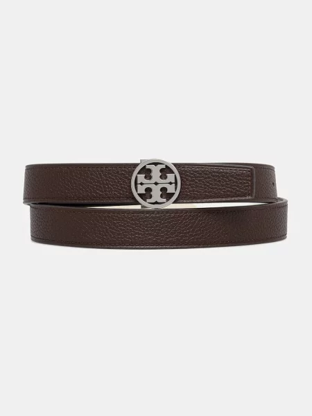 Tory Burch curea reversibilă pentru femei din piele Miller maro