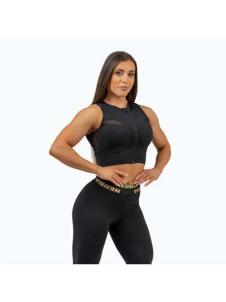 Дамски тренировъчен топ NEBBIA Mesh Intense black/gold черно