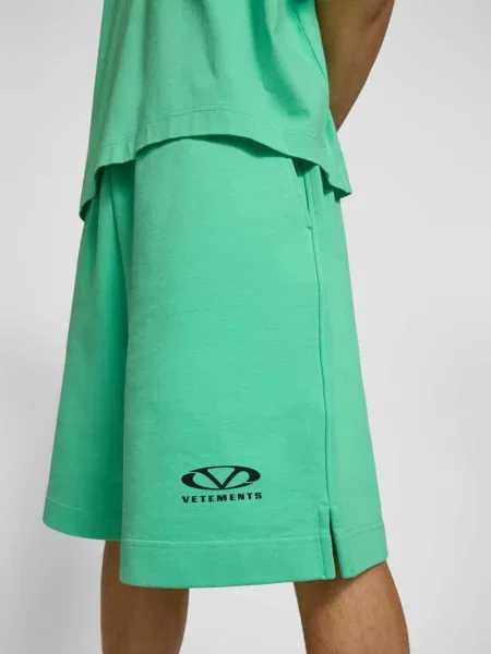 Szorty dresowe z nadruk z logo Vetements zielone