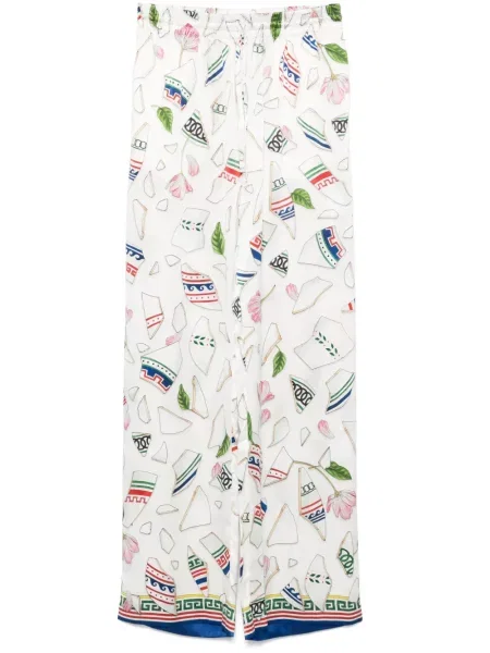 Pantaloni Casablanca de mătase alb