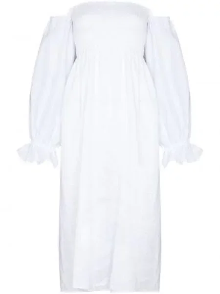 Lniana sukienka midi Sleeper biała