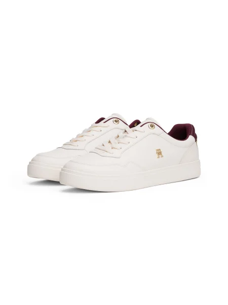 Tommy Hilfiger Usnjene superge ESSENTIAL ELEVATED COURT SNEAKER bela