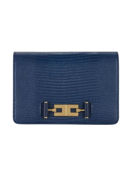 Torebka crossbody Elisabetta Franchi skórzana niebieska