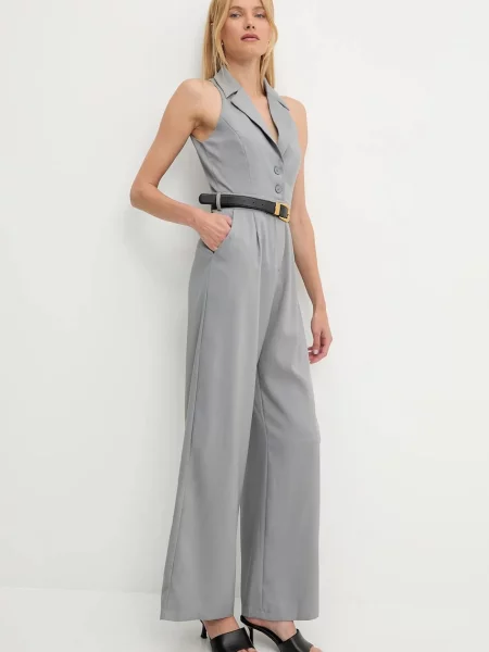 Answear.LAB kezeslábas v-nyakú szürke