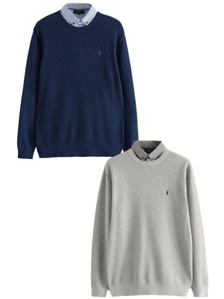 Next Pulover albastru închis gri